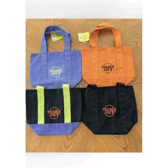 NWT LOT Of 4 Limited Trader Joe's Mini Halloween Canvas Tote Bag RARE - Picture 1 of 1